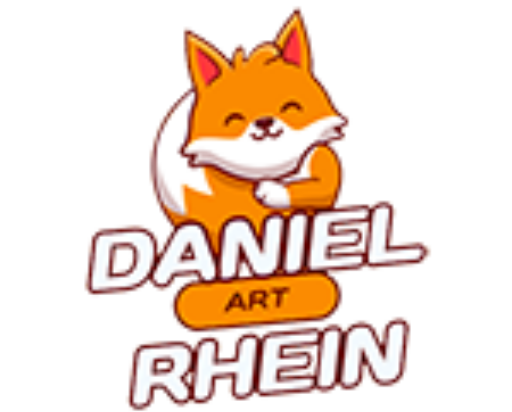 Fuchs mit Daniel Rhein Art als Unterschrift